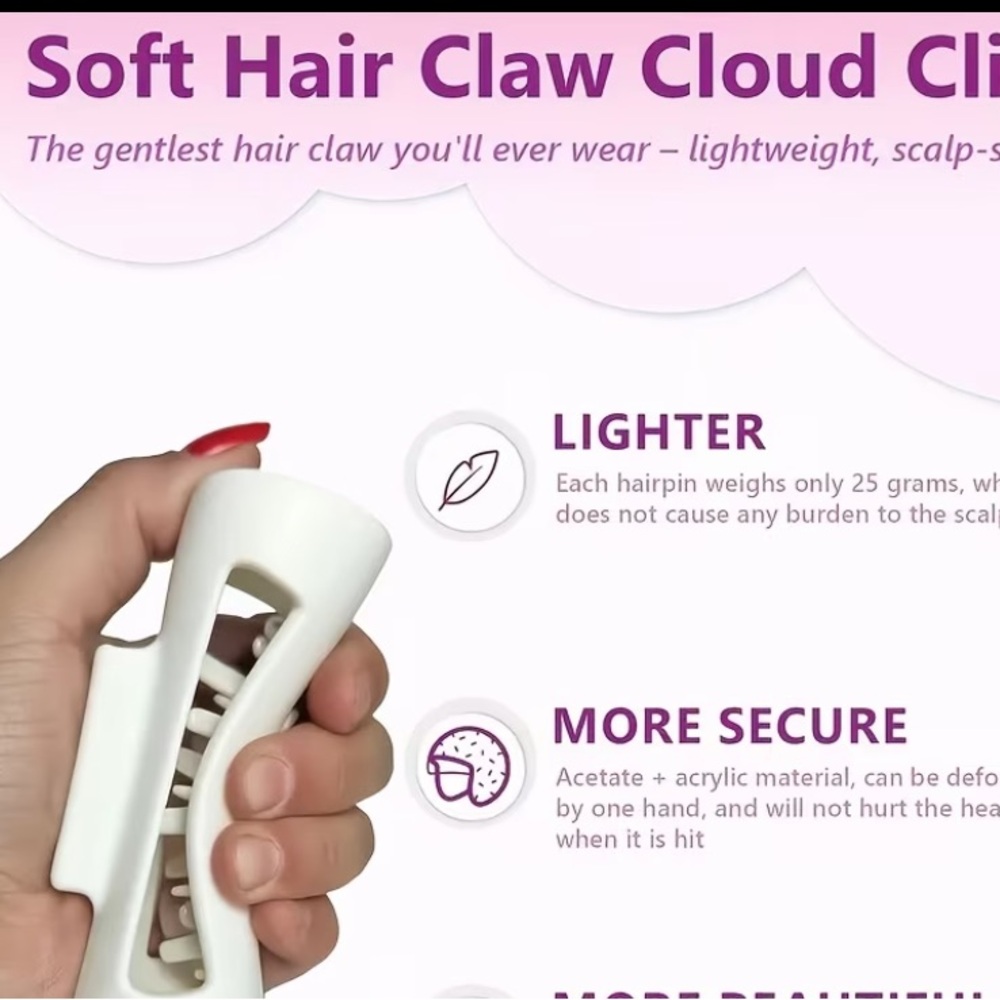 🔴 BENDABLE SOFT Hair Claw Clip - Picture 3 of 5